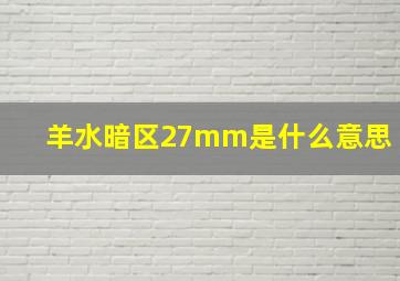 羊水暗区27mm是什么意思