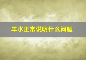 羊水正常说明什么问题