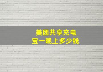 美团共享充电宝一晚上多少钱