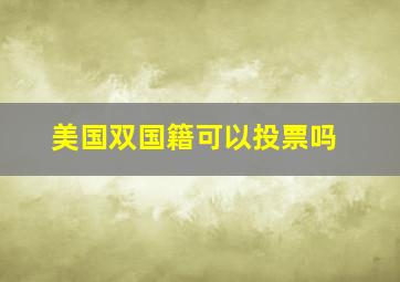 美国双国籍可以投票吗