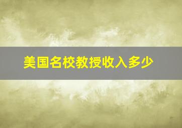 美国名校教授收入多少