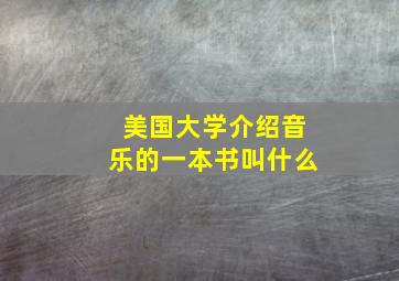 美国大学介绍音乐的一本书叫什么