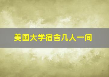 美国大学宿舍几人一间