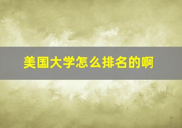 美国大学怎么排名的啊