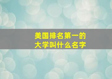 美国排名第一的大学叫什么名字