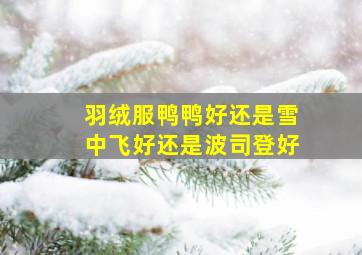 羽绒服鸭鸭好还是雪中飞好还是波司登好