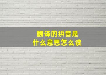 翻译的拼音是什么意思怎么读