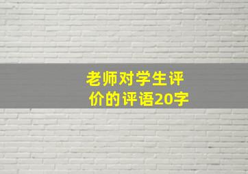 老师对学生评价的评语20字