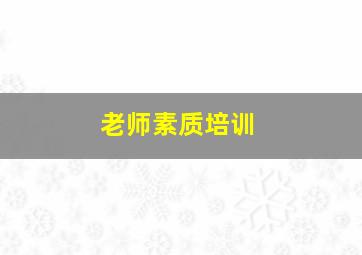 老师素质培训