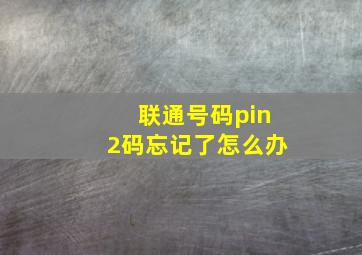 联通号码pin2码忘记了怎么办