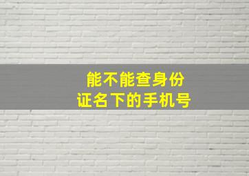 能不能查身份证名下的手机号