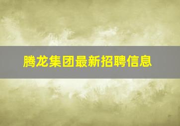 腾龙集团最新招聘信息