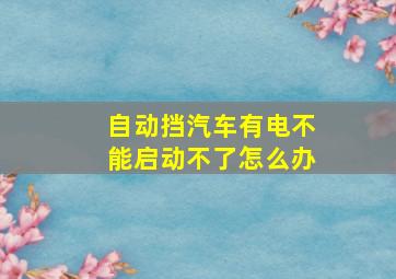 自动挡汽车有电不能启动不了怎么办