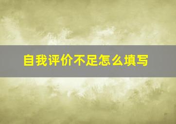 自我评价不足怎么填写