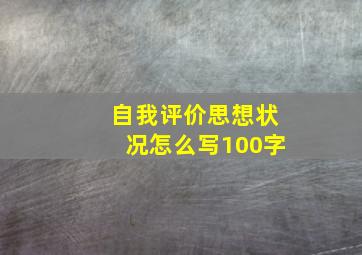 自我评价思想状况怎么写100字