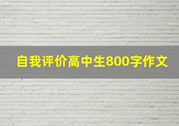 自我评价高中生800字作文