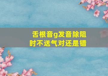 舌根音g发音除阻时不送气对还是错