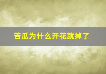 苦瓜为什么开花就掉了