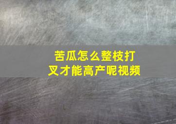 苦瓜怎么整枝打叉才能高产呢视频