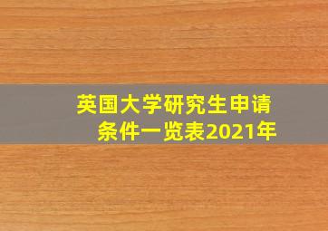 英国大学研究生申请条件一览表2021年