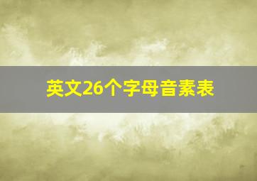 英文26个字母音素表