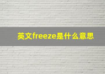 英文freeze是什么意思