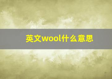 英文wool什么意思