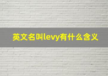 英文名叫levy有什么含义