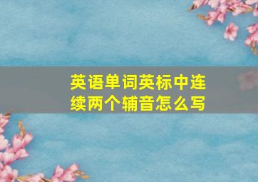 英语单词英标中连续两个辅音怎么写