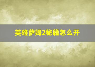 英雄萨姆2秘籍怎么开