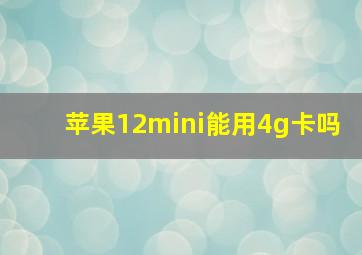 苹果12mini能用4g卡吗