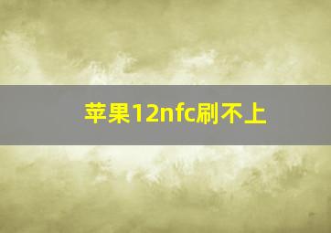 苹果12nfc刷不上