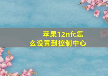 苹果12nfc怎么设置到控制中心