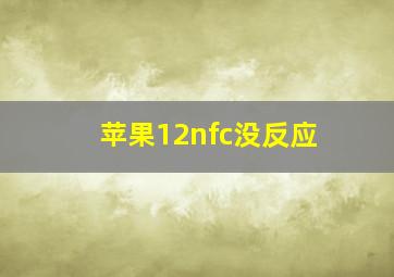 苹果12nfc没反应