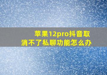 苹果12pro抖音取消不了私聊功能怎么办