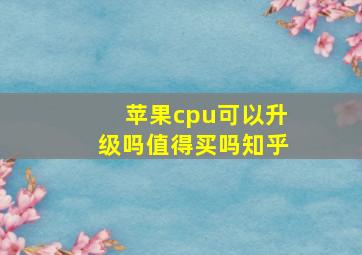 苹果cpu可以升级吗值得买吗知乎