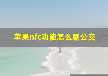 苹果nfc功能怎么刷公交