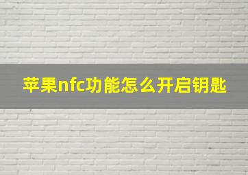 苹果nfc功能怎么开启钥匙