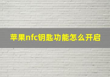 苹果nfc钥匙功能怎么开启