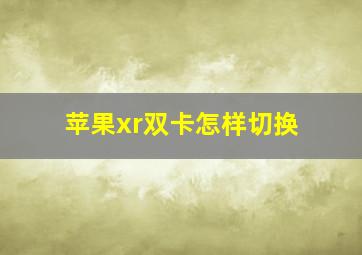 苹果xr双卡怎样切换