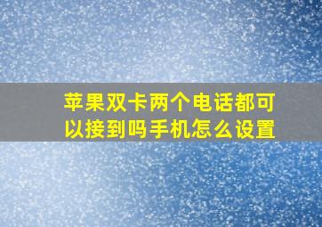 苹果双卡两个电话都可以接到吗手机怎么设置