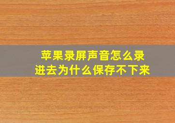 苹果录屏声音怎么录进去为什么保存不下来