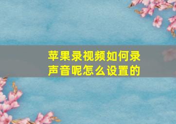 苹果录视频如何录声音呢怎么设置的