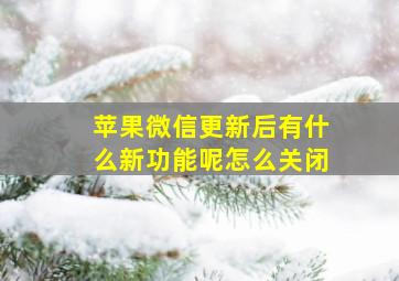 苹果微信更新后有什么新功能呢怎么关闭