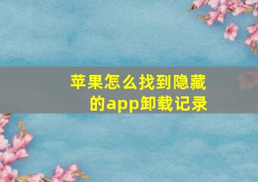 苹果怎么找到隐藏的app卸载记录