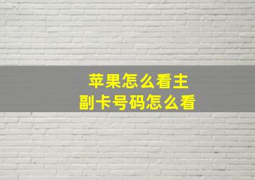 苹果怎么看主副卡号码怎么看