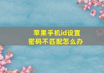 苹果手机id设置密码不匹配怎么办