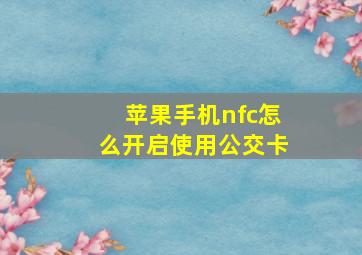 苹果手机nfc怎么开启使用公交卡