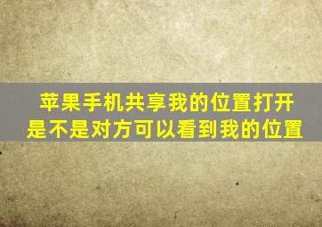 苹果手机共享我的位置打开是不是对方可以看到我的位置