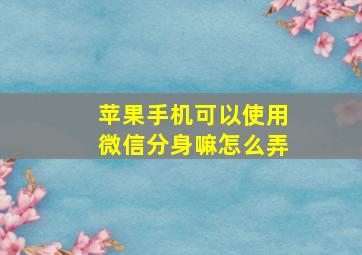 苹果手机可以使用微信分身嘛怎么弄